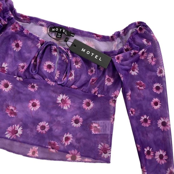 Motel sheer mesh floral crop top - size XXS (4/6) - Picture 2 of 4